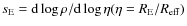 $s_{\rm E} =
{\rm d}\log{\rho}/{\rm d}\log{\eta}(\eta = R_{\rm E}/R_{\rm eff})$