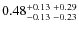 $0.48_{-0.13 \ -0.23}^{+0.13 \ +0.29}$