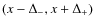 $(x - \Delta_{-}, x + \Delta_{+})$