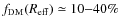 $f_{\rm DM}(R_{\rm eff}) \simeq 10 {-} 40\%$