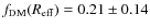 $f_{\rm DM}(R_{\rm eff}) = 0.21 \pm 0.14$