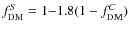 $f_{\rm DM}^S =
1 {-} 1.8 (1 - f_{\rm DM}^C)$