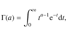 \begin{displaymath}\Gamma(a) = \int_{0}^{\infty}{t^{a - 1} {\rm e}^{-t} {\rm d}t},
\end{displaymath}