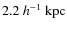 $2.2~h^{-1}~{\rm kpc}$