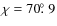 $\chi=70\hbox{$.\!\!^\circ$ }9$