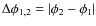$\Delta \phi_{1,2}= \vert\phi_2-\phi_1\vert$