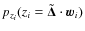$p_{z_i}(z_i=\tilde{\vec{\Delta}}\cdot\vec{w}_i)$