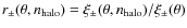 $r_\pm(\theta, n_{\rm halo}) = \xi_\pm(\theta,n_{\rm halo}) / \xi_\pm(\theta)$