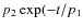 $p_{2}\exp(-t/p_{1}$