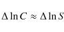 \begin{displaymath}
{\Delta \ln C}\approx {\Delta \ln S}
\end{displaymath}