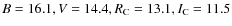 $B=16.1, V=14.4, R_{\rm C}=13.1, I_{\rm C}=11.5$