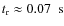 $t_{\rm r} \approx 0.07 \nobreak\mbox{$\;$ s}$