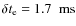 $\delta t_{\rm e} = 1.7 \nobreak\mbox{$\;$ ms}$