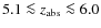$5.1 \la {z_{\rm {abs}}}\la 6.0$