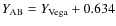 $Y_{\rm {AB}} = Y_{\rm {Vega}} +
0.634$