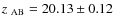 $\mbox{$z$ }_{\rm {AB}}= 20.13 \pm 0.12$
