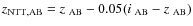$z_{\rm {NTT,AB}} = \mbox{$z$ }_{\rm {AB}}- 0.05 (\mbox{$i$ }_{\rm {AB}}- \mbox{$z$ }_{\rm {AB}})$