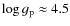 $\log
g_{{\rm p}} \approx 4.5$