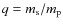 $q = m_{{\rm s}}/m_{{\rm p}}$