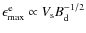 $\epsilon_{\rm max}^{\rm e}\propto V_{\rm s}B_{\rm d}^{-1/2}$