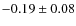$ -0.19\pm 0.08$