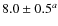 $8.0 \pm 0.5^a$