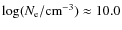 $\log(N_{\rm {e}}/\rm {cm}^{-3})\approx10.0$