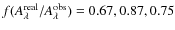 $f(A_{\lambda}^{\rm real} / A_{\lambda}^{\rm obs})=0.67, 0.87, 0.75$