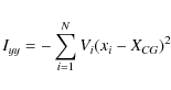 \begin{displaymath}I_{yy} = - \displaystyle\sum_{i=1}^N V_i (x_i-X_{CG})^2\\
\end{displaymath}
