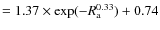 $= 1.37\times
\exp(-R_{\rm a}^{0.33}) + 0.74$
