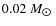 $0.02~M_{\hbox{$\odot$ }}$