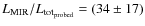 $L_{\rm MIR}/L_{\rm tot_{probed}} = (34 \pm 17)$