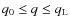 $q_{0} \leq q \leq q_{\rm L}$