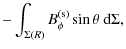 $\displaystyle - \int_{\Sigma(R)} B_{\phi}^{({\rm s})} \sin \theta ~ {\rm d} \Sigma,$