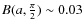 $B(a, \frac{\pi}{2}) \sim 0.03$