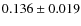 $ 0.136 \pm 0.019$