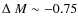 $\Delta~M \sim -0.75$