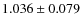 $ 1.036 \pm 0.079$
