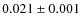 $ 0.021 \pm 0.001$