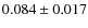 $ 0.084 \pm 0.017$
