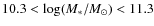 $10.3<\log(M_{*}/M_{\odot})<11.3$