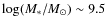 $\log(M_{*}/M_{\odot}) \sim 9.5$