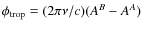 $\phi{_{\rm trop}}=(2\pi\nu/c)(A^B-A^A)$