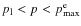 $p_{\rm l}<p< p_{\rm max}^{\rm e}$