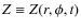 $Z\equiv Z(r,\phi,t)$