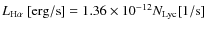 $L_{{\rm H}\alpha}~ [{\rm erg/s}] = 1.36 \times 10^{-12} N_{\rm Lyc}
[{\rm 1/s}]$
