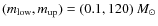 $(m_{\rm low},m_{\rm up})=(0.1,120)~M_\odot$