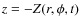 $z=-Z(r,\phi,t)$