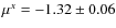 $\mu^x=-1.32 \pm 0.06$