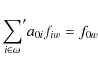 \begin{displaymath}
{\sum \limits _{i \in \omega}}' a_{0i}f_{iw} =f_{0w}
\end{displaymath}